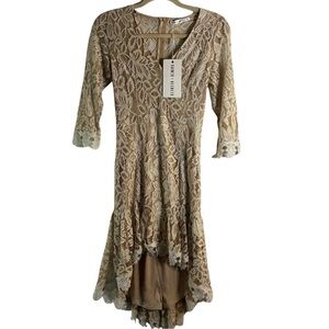 Saints + Secrets Nude Lace High Low Dress Women’s Small NWT Cocktail Bridal